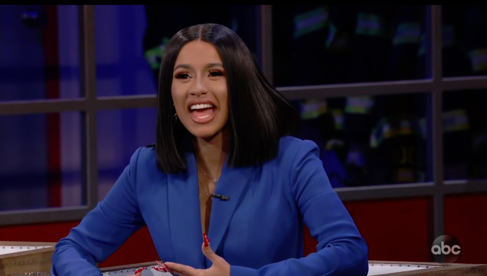 Cardi B during an appearance on ABC's Jimmy Kimmel Live!'