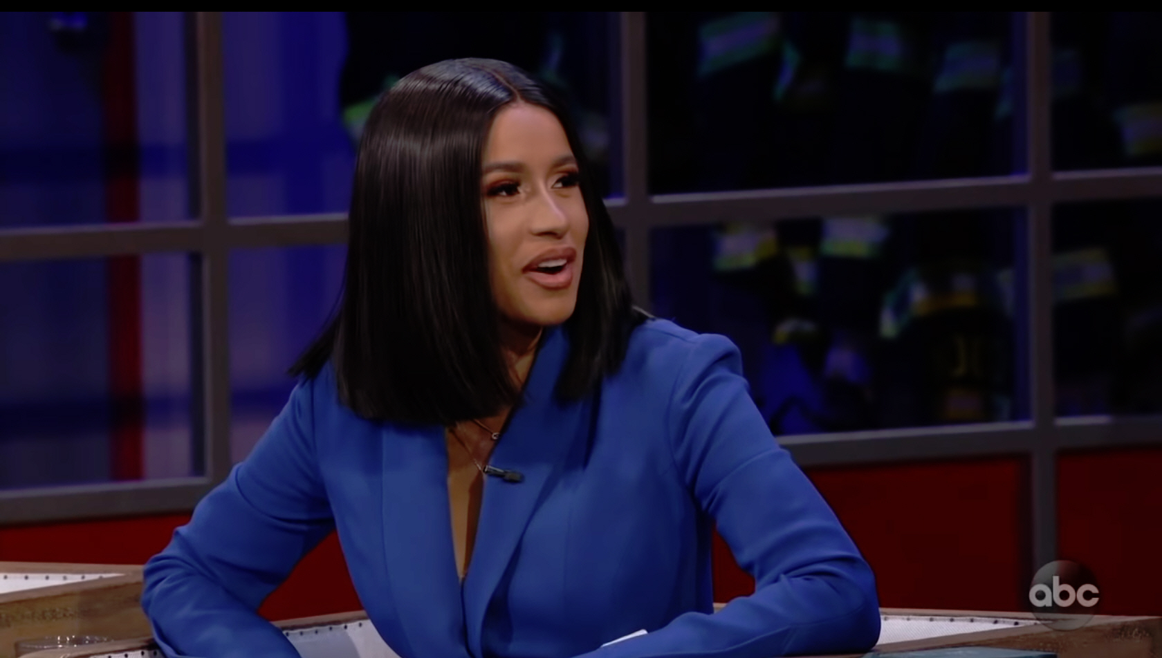 Cardi B during an appearance on ABC's Jimmy Kimmel Live!'