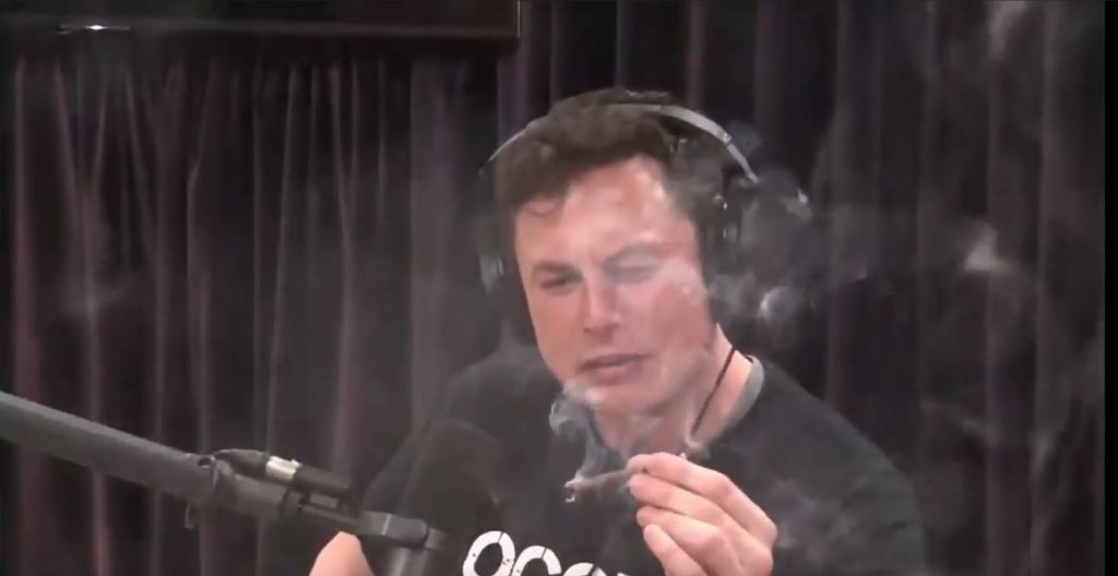 Elon Musk smokes marijuana while filming Joe Rogan Experience podcast